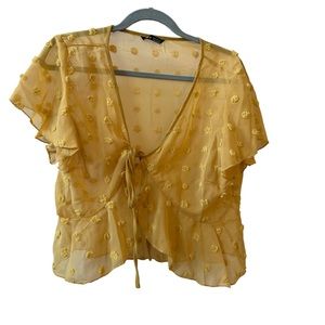 Sheer crop top with polka dots